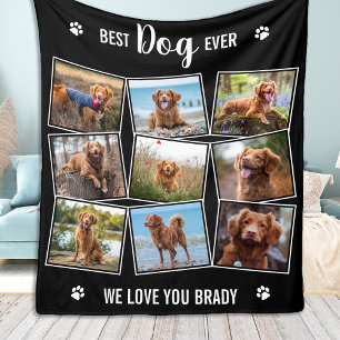 Best Dog Ever Custom Black Photo Collage Fleece Deken