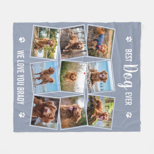Best Dog Ever Custom Gray Photo Collage Fleece Deken (Voorkant (Horizontaal))