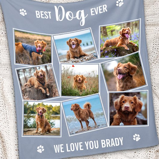 Best Dog Ever Custom Gray Photo Collage Fleece Deken