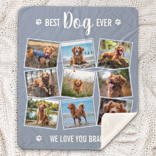 Best Dog Ever Custom Gray Photo Collage Sherpa Deken