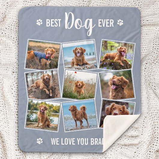 Best Dog Ever Custom Gray Photo Collage Sherpa Deken