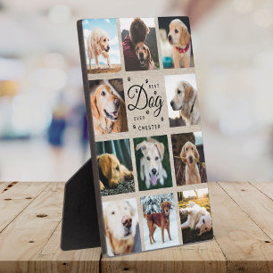 Best Dog Ever Memorial Rustic Photo Collage Paw Fotoplaat