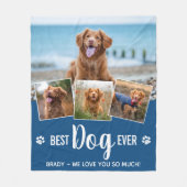 Best Dog Ever Modern Blue Photo Collage Fleece Deken (Voorkant)