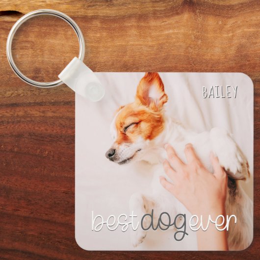 Best Dog Ever Modern Playful Simple Chic Pet Photo Sleutelhanger (Voorkant)