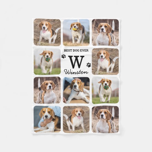 Best Dog Ever Personalized Pet Photo Collage Fleece Deken (Voorkant)