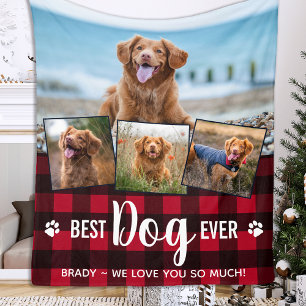 Best Dog Ever Red Buffalo Pset Photo Collage Fleece Deken