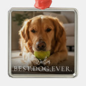 Best Dog Ever Your Pet Name And Photo Metalen Ornament (Voorkant)