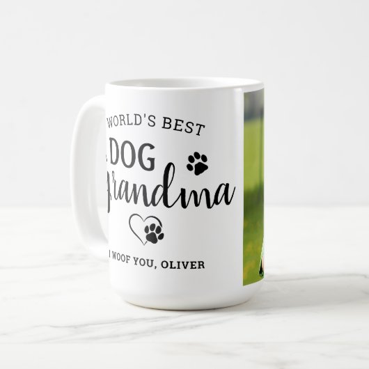 Best Dog Grandma Cute Personalized Pet Photo Koffiemok (Voorkant links)