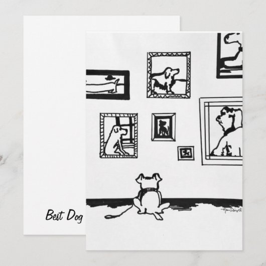 Best Dog Line Drawing by Willowcatdesigns Bedankkaart (Voorkant / Achterkant)