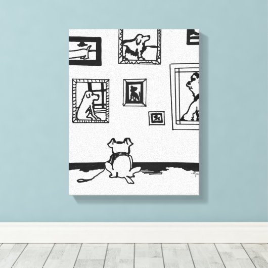 Best Dog Line Drawing by Willowcatdesigns Canvas Afdruk (Insitu (Houten vloer))