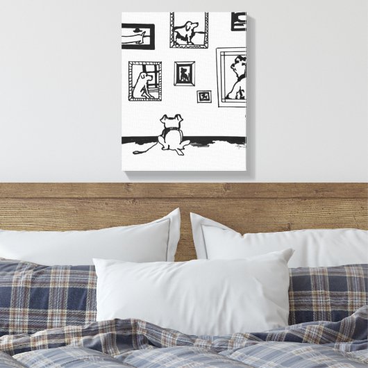 Best Dog Line Drawing by Willowcatdesigns Canvas Afdruk (Insitu (Slaapkamer))