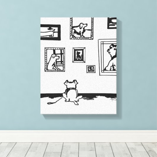 Best Dog Line Drawing by Willowcatdesigns Canvas Afdruk (Insitu (Houten vloer))
