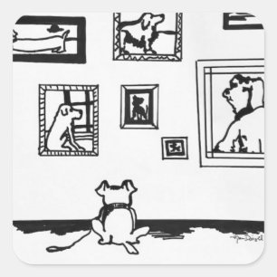 Best Dog Line Drawing by Willowcatdesigns Vierkante Sticker