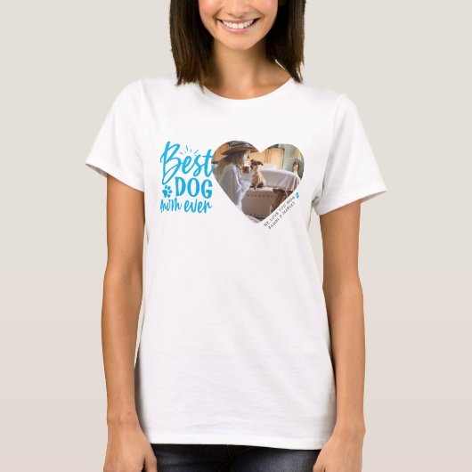  Best Dog Ma Ever Name Pet Photo Blue T-shirt (Voorkant)