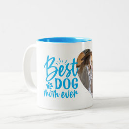 Best Dog Ma Ever Name Pet Photo Blue Tweekleurige Koffiemok