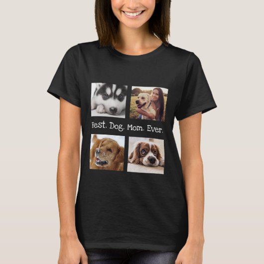 Best Dog Ma Ever Pet Foto Gepersonaliseerd zwart T T-shirt (Voorkant)