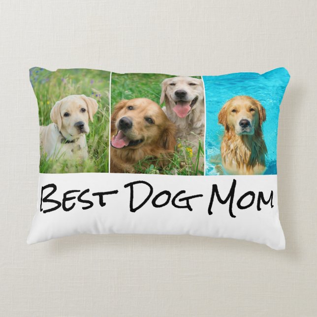 Best Dog Mam 3 Photo Collage Accent Pillow Accent Kussen (Achterkant)
