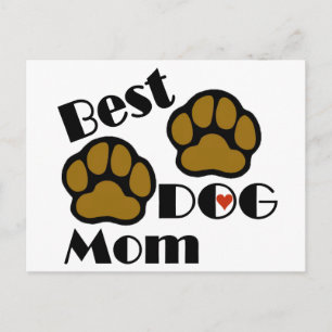 Best Dog Mam Card en Post Card met Dog Paws Briefkaart