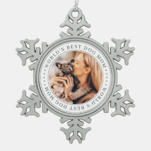 Best Dog Mam Classic Eenvoudige Foto Tin Sneeuwvlok Ornament