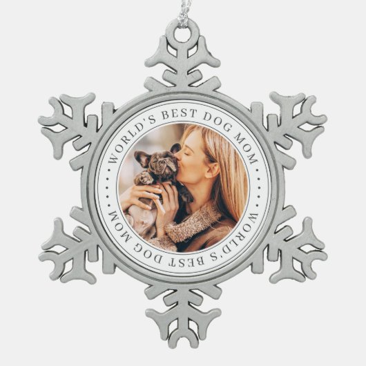 Best Dog Mam Classic Eenvoudige Foto Tin Sneeuwvlok Ornament (Voorkant)