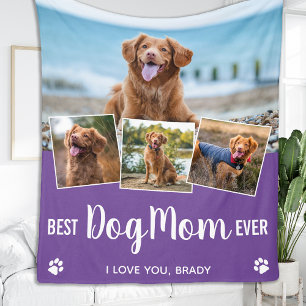Best Dog mam Custom Pet 4 Photo Collage Fleece Deken