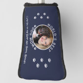 Best Dog Mam Custom Pet Foto Name Navy Blue Golfheadcover (Draai 90)