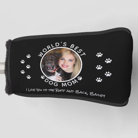 Best Dog mam Custom Pet Photo Name Black Golfheadcover (Voorkant)