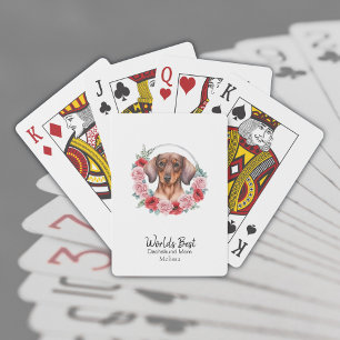 Best Dog Mam Dachshund Florals Custom Text ter wer Pokerkaarten