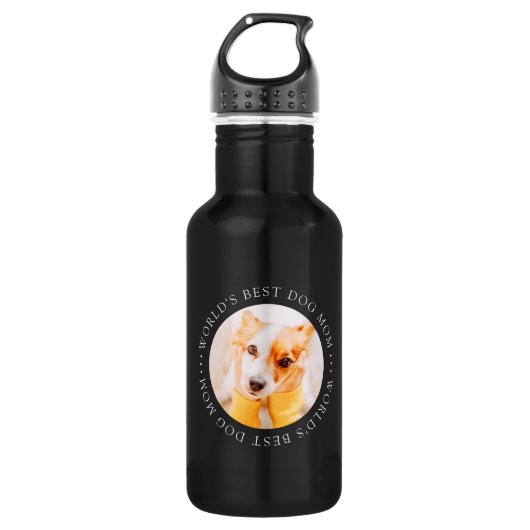 Best Dog Mam Elegant Eenvoudige Aangepaste Foto te Waterfles (Voorkant)