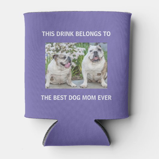 Best Dog Mam Ever Custom Photo Paars Blikjeskoeler (Voorkant)