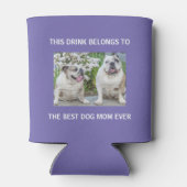 Best Dog Mam Ever Custom Photo Paars Blikjeskoeler (Achterkant)