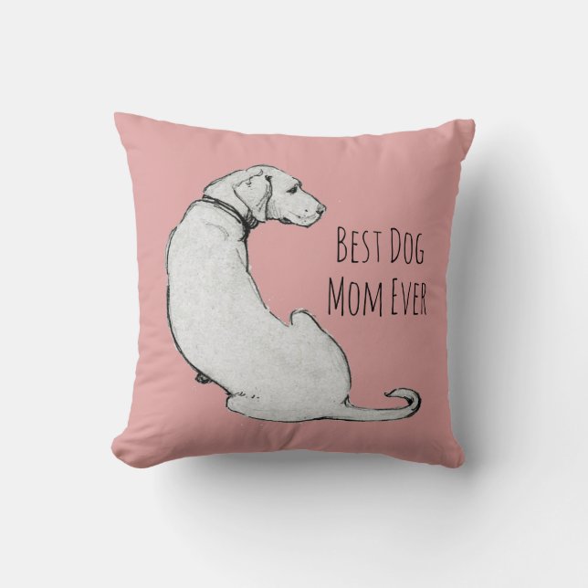 Best Dog Mam Ever Dog Art Blush Pink Kussen (Voorkant)