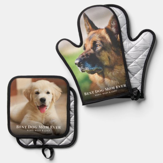 Best Dog Mam Ever Foto Ovenwant & Pannenlap Set (Voorkant / Achterkant)