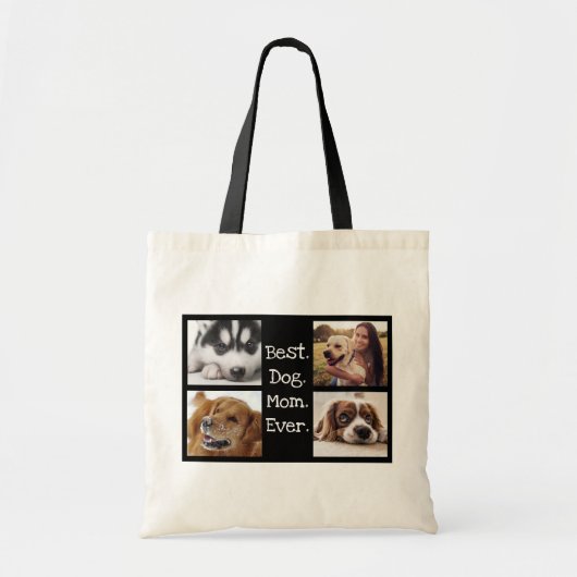 Best Dog Mam Ever Pet Foto Persoonlijk Zwart Tote Bag (Voorkant)
