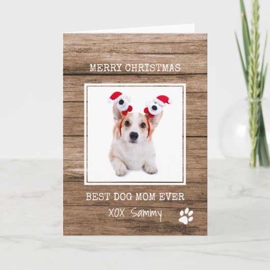 Best Dog Mam Ever Photo Merry Kerstmis Kaart (Voorkant)