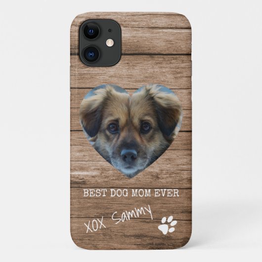 Best Dog Mam Ever Rustic Paw Print Foto Case-Mate iPhone Case (Achterkant)