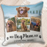 Best Dog Mam Ever White Photo Collage Kussen<br><div class="desc">Beste hond Mam ooit ♡... Verrassend je favoriete Dog Mam, of het nu haar verjaardag, Moederdag of Kerstmis is met dit super schattige, aangepaste fotocollage kussen. Pas deze hondenkussen aan met de vier favoriete foto's van de hond! De piloot is dubbelzijdig, beide zijden zijn identiek. Het zal nog jaren een...</div>