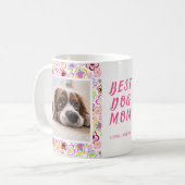 Best Dog Mam Flower Pattern Foto Koffiemok (Voorkant links)
