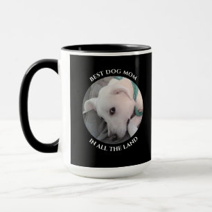 Best Dog Mam Foto van Cute White Puppy Dog Black Mok