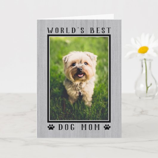 Best Dog Mam Happy Birthday Foto Rustic Kaart (Kleine Plant)