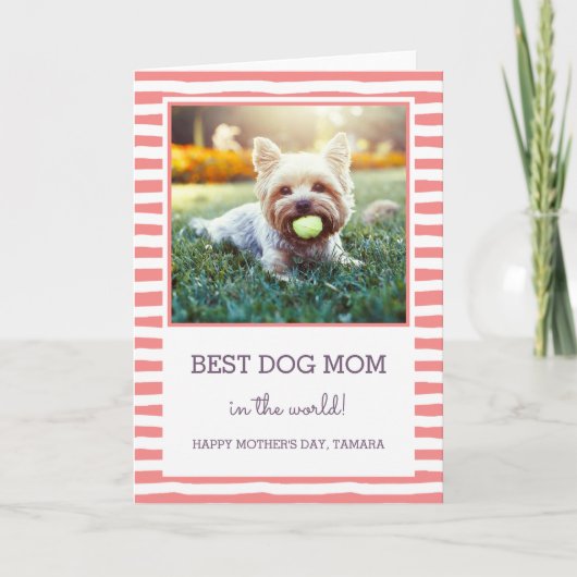 Best Dog Mam | Koraal | Foto-Moederdag Kaart (Voorkant)