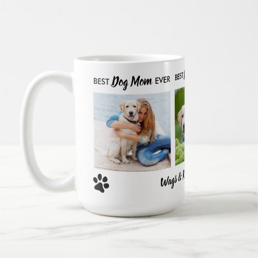 Best Dog Mam ooit Aangepast 3 Foto & Name Koffiemok (Links)