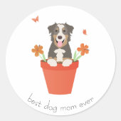 Best Dog Mam ooit Australische herderbloem Ronde Sticker (Voorkant)