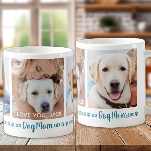 Best Dog Mam ooit Blauwgroen 3 Foto Koffiemok