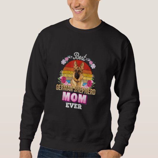 Best Dog Mam ooit Duits Shepherd Floral Trui (Voorkant)
