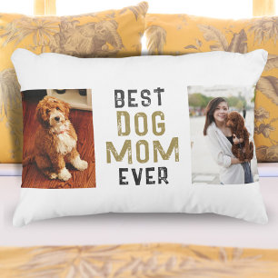 Best Dog Mam ooit Eigenaar Pet 2 Foto's Accent Kussen