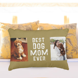 Best Dog Mam ooit Eigenaar Pet 2 Foto's Accent Kussen
