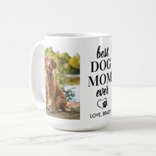 BEST Dog Mam ooit Persoonlijk Pet 2 Fotokoffie Koffiemok (Voorkant links)