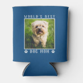 Best Dog Mam Paw Drukt Foto op Blauw Blikjeskoeler (Voorkant)