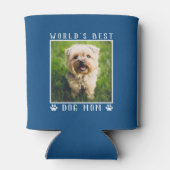 Best Dog Mam Paw Drukt Foto op Blauw Blikjeskoeler (Achterkant)